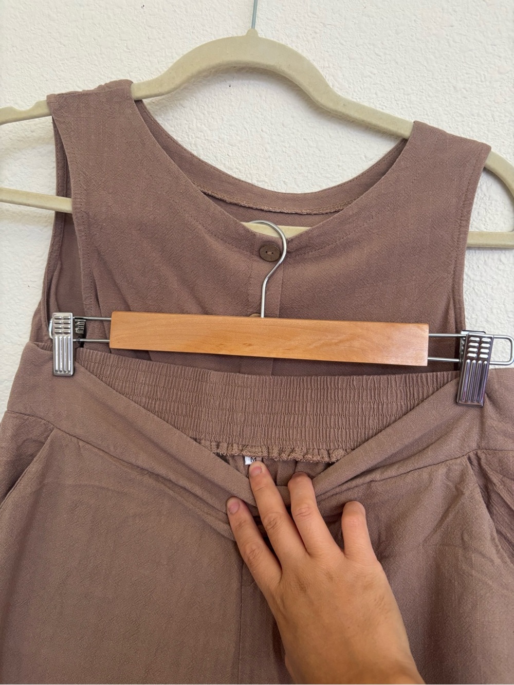 Sleeveless Brown Jumpsuit with Elastic Waist